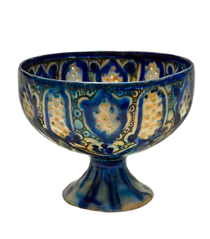 Antique Blue Patterned Ceramic Bowl PNG Image