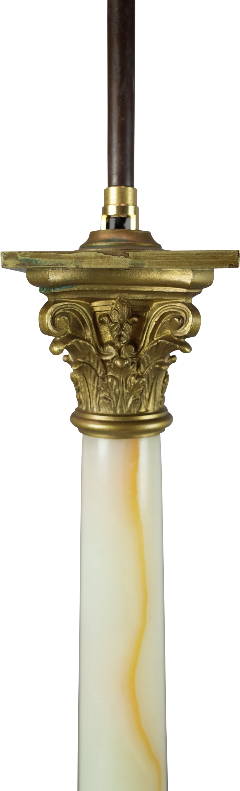 Antique Brass Column Lamp Part PNG Image