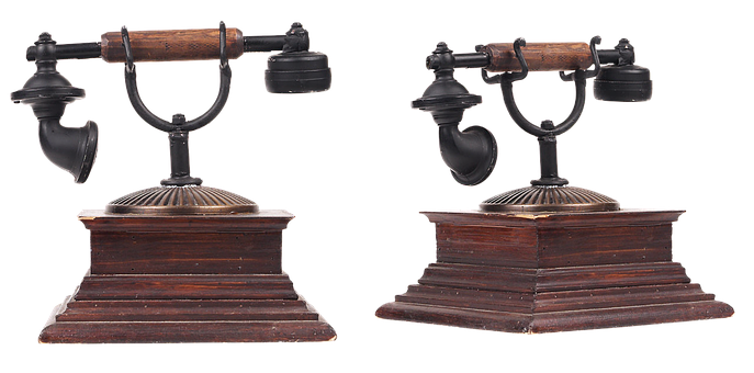 Antique Brass Telephoneson Stands PNG Image