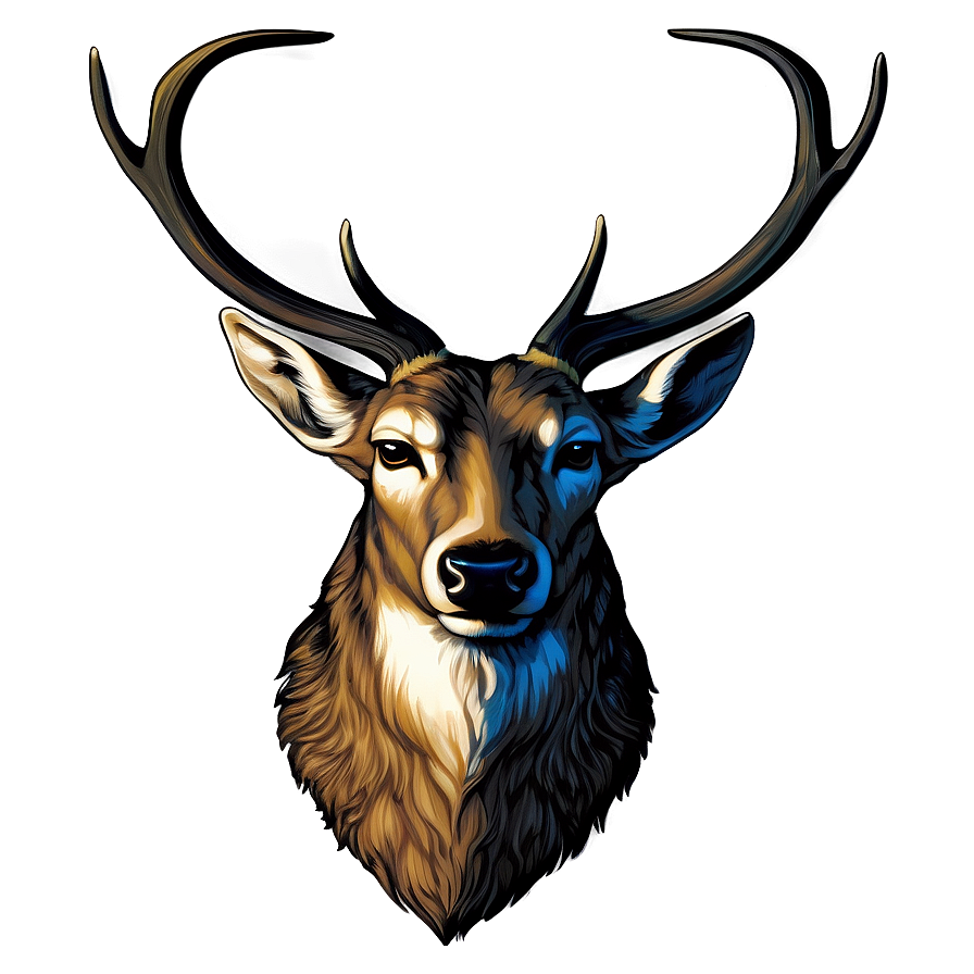 Antique Deer Head Print Png Yxq PNG Image