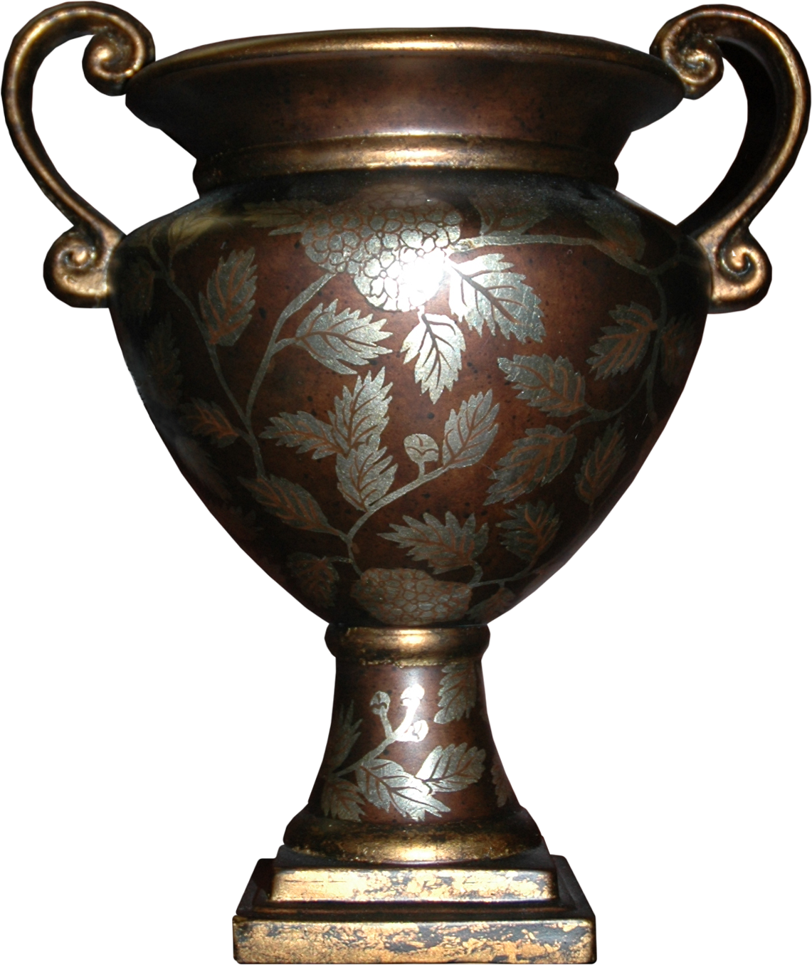 Antique Engraved Bronze Vase PNG Image