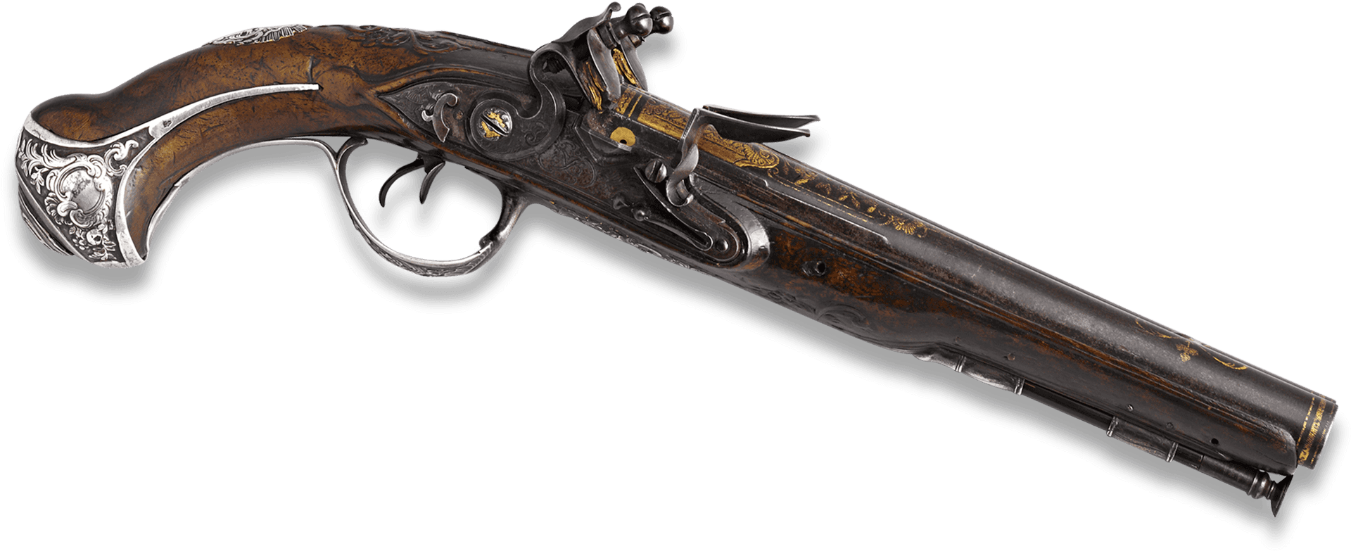 Antique Engraved Flintlock Shotgun PNG Image