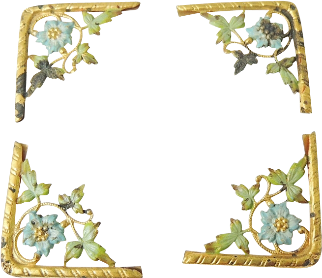 Antique Floral Corner Design Frame PNG Image