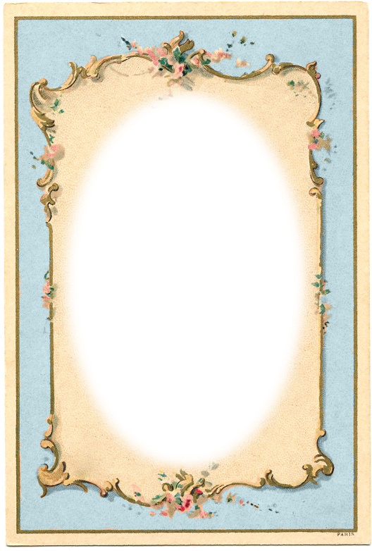 Antique Floral Oval Frame PNG Image