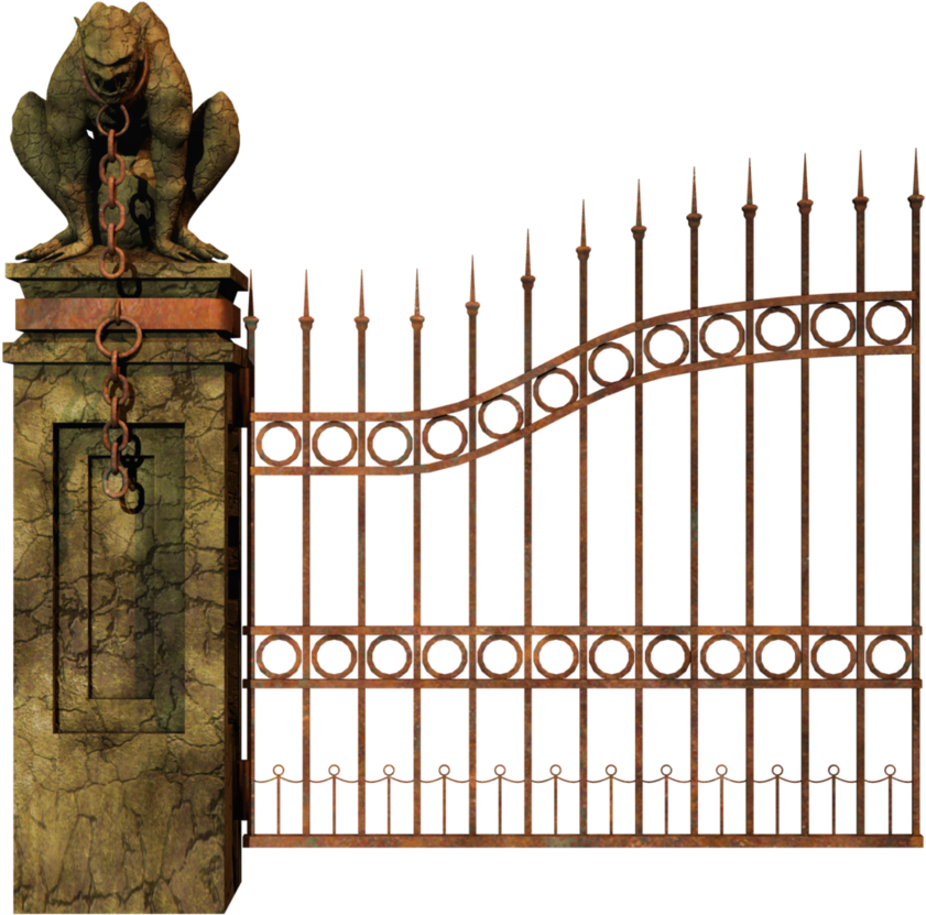 Antique Gargoyle Gate Design PNG Image