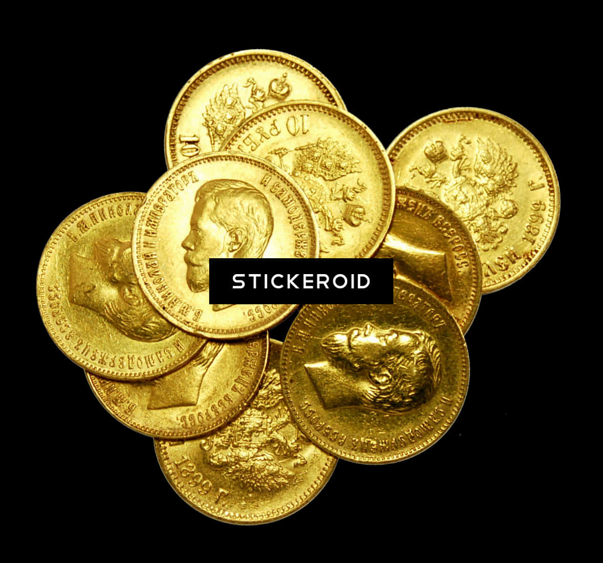 Antique Gold Coins Collection PNG Image