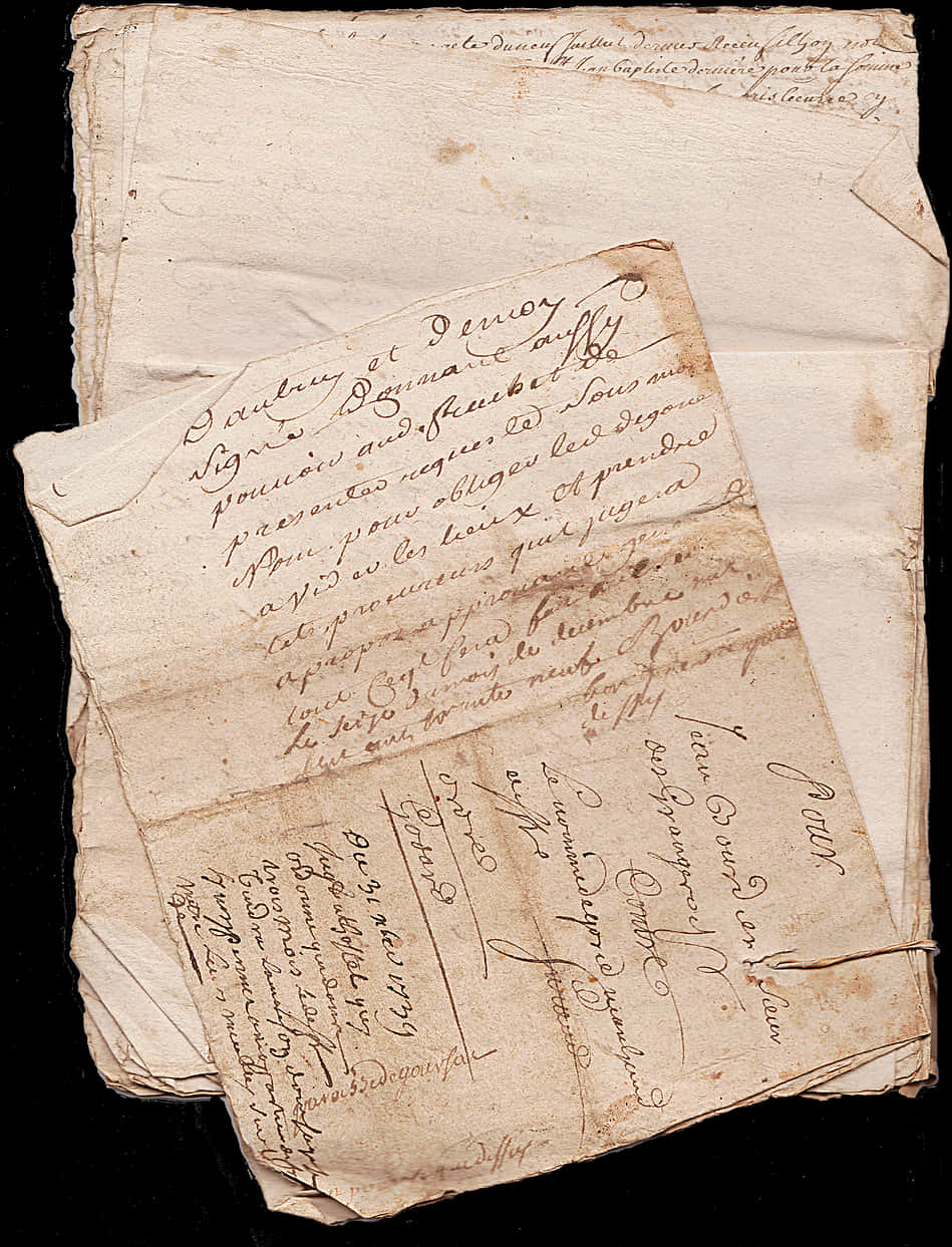 Antique Handwritten Letters Texture PNG Image