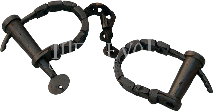 Antique Iron Handcuffs Collectible PNG Image