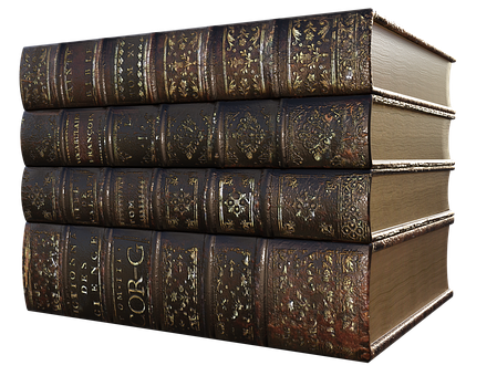 Antique_ Leather_ Bound_ Books_ Stacked PNG Image