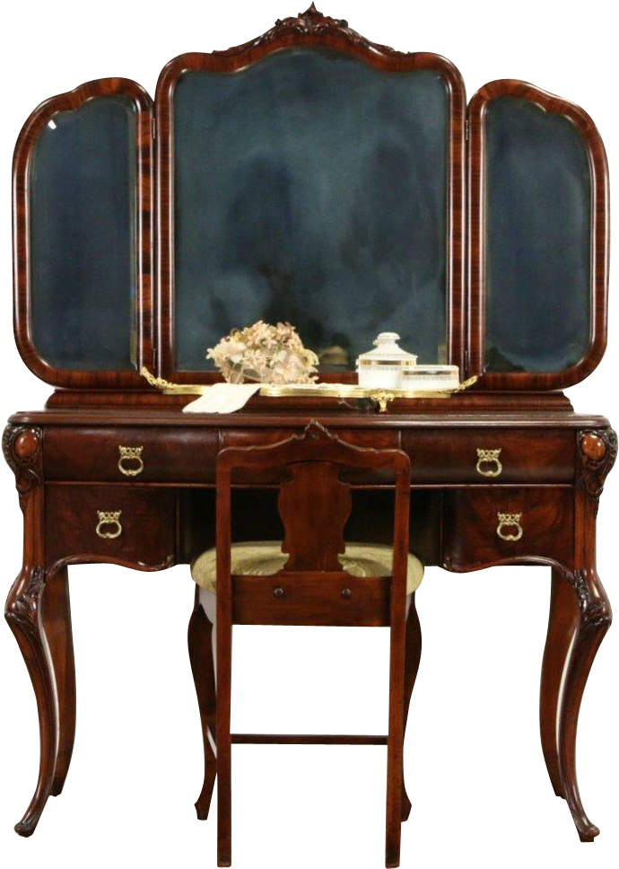 Antique Mahogany Dressing Table PNG Image