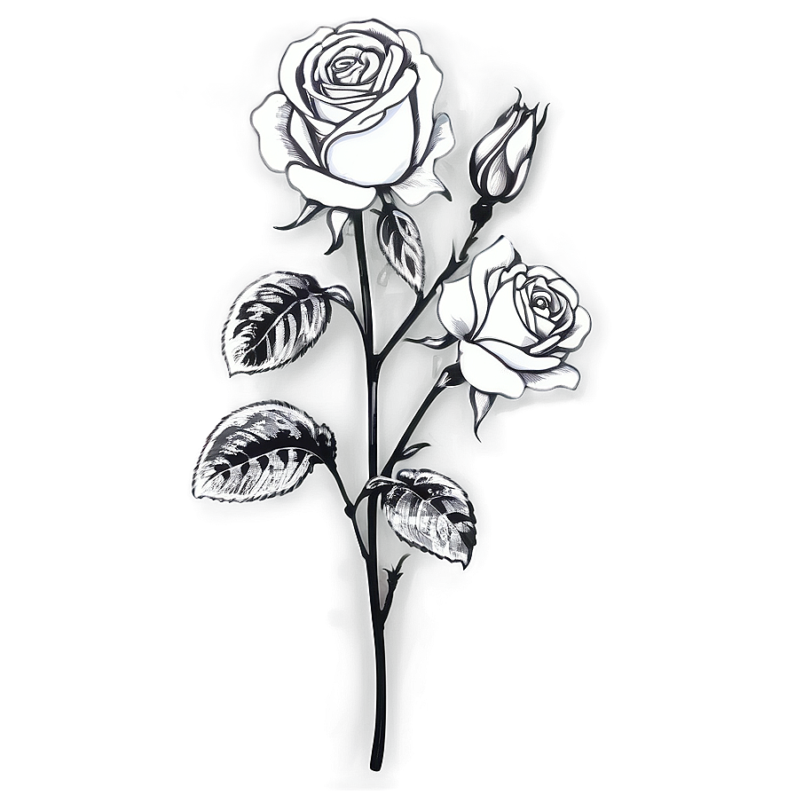 Antique Rose Black And White Png 42 PNG Image