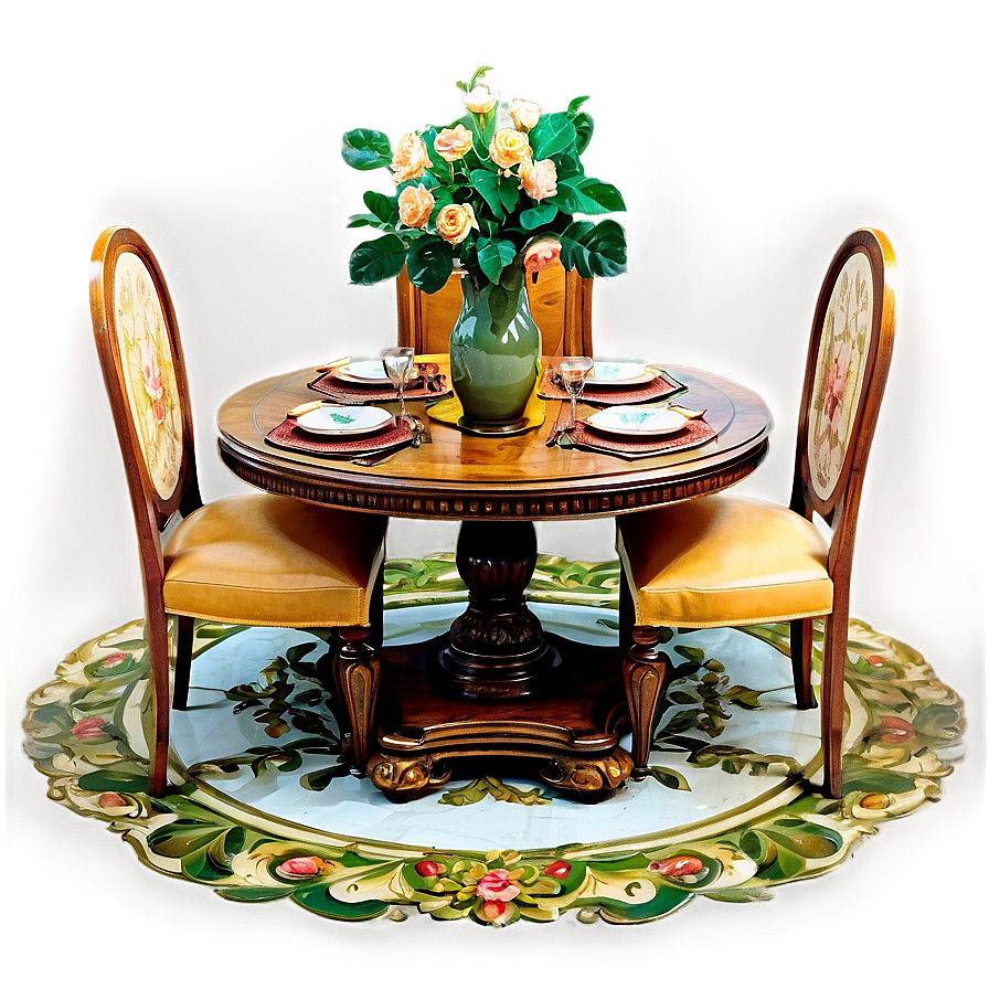 Antique Round Table Artwork Png Tio PNG Image