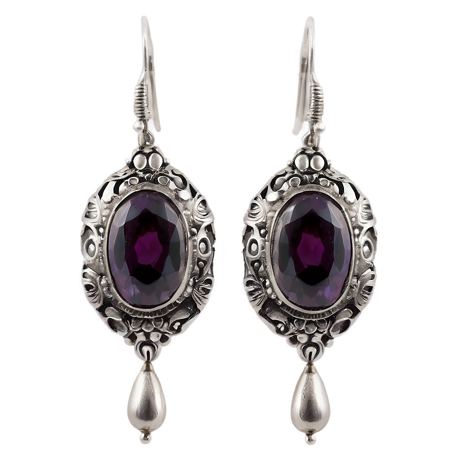 Antique Silver Earring Png 05252024 PNG Image