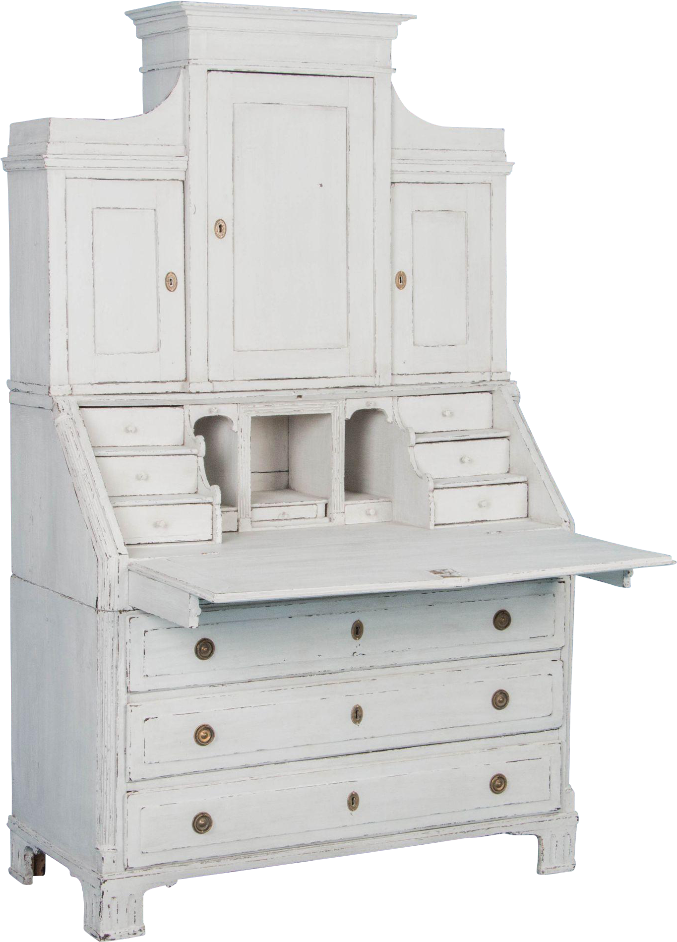 Antique White Secretary Desk PNG Image