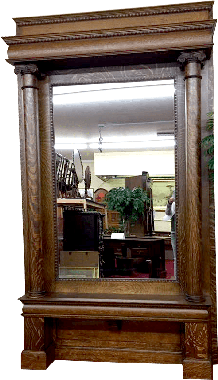 Antique Wooden Mirror Frame PNG Image