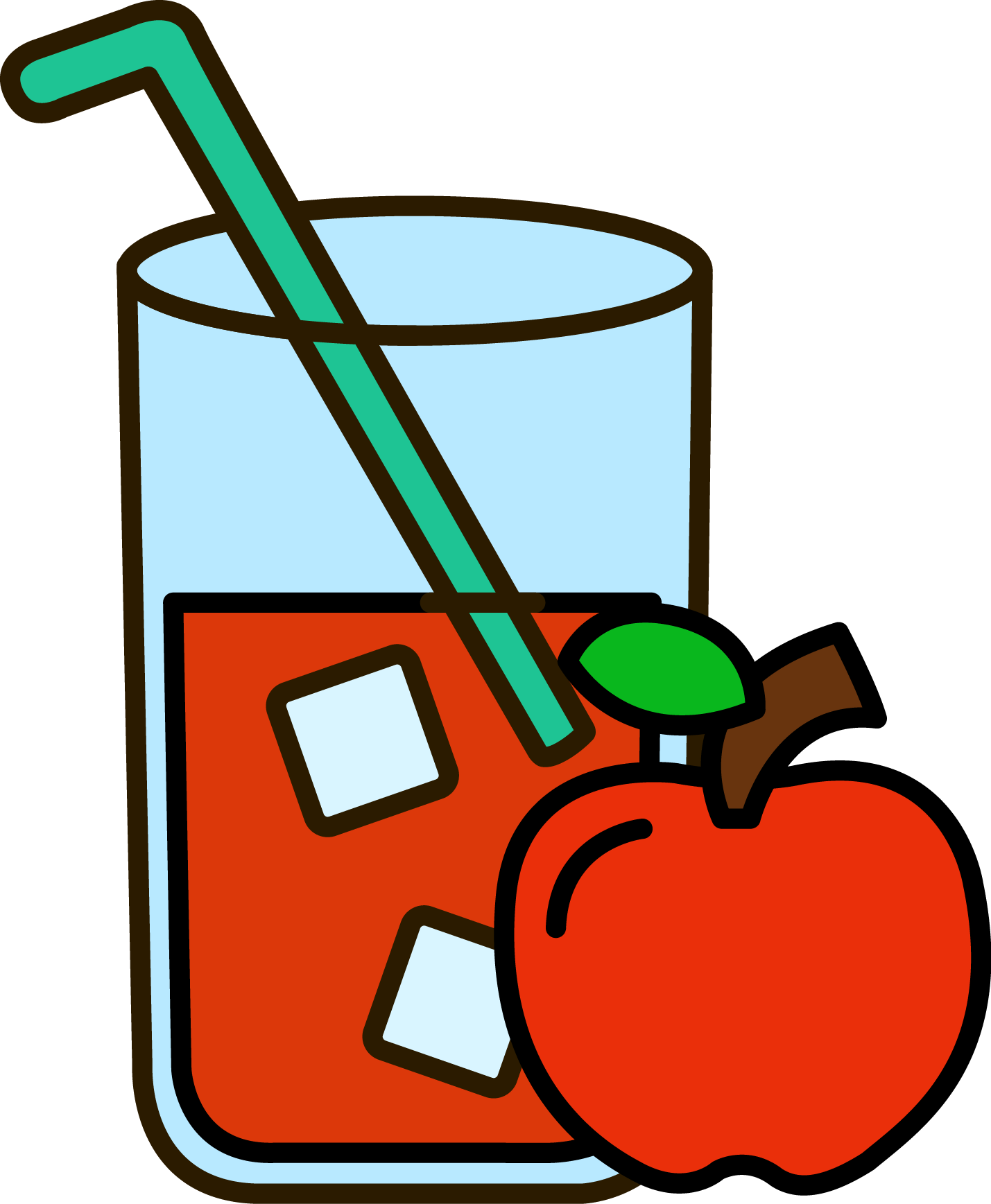 Apple Juice Glass With Strawand Apple PNG Image