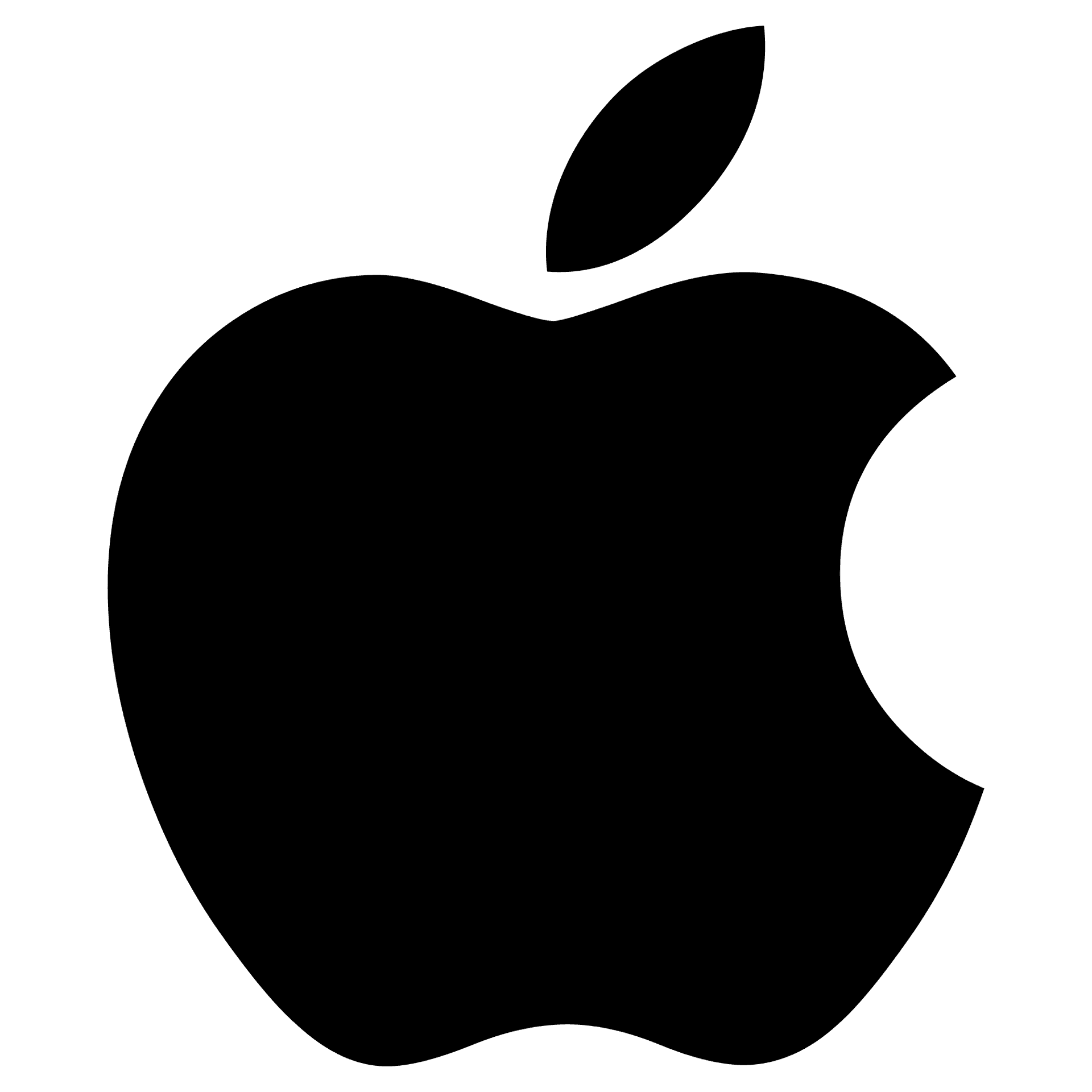 Apple Logo Black Silhouette PNG Image