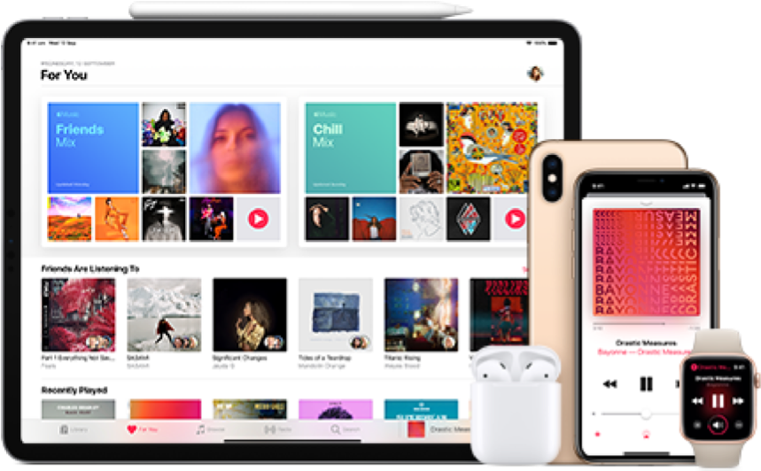 Apple Music Devices Showcase PNG Image