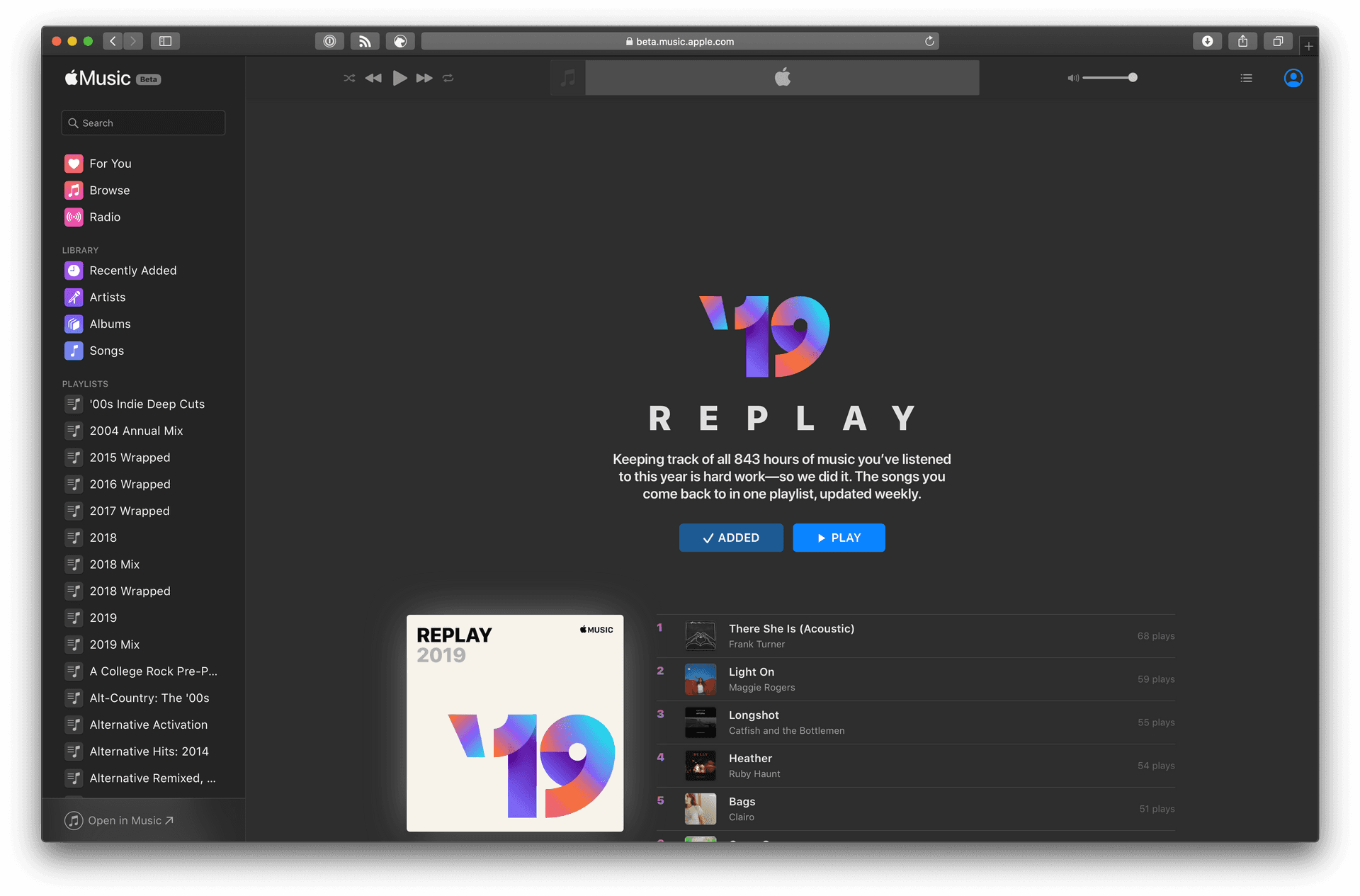 Apple Music Replay2019 Interface PNG Image