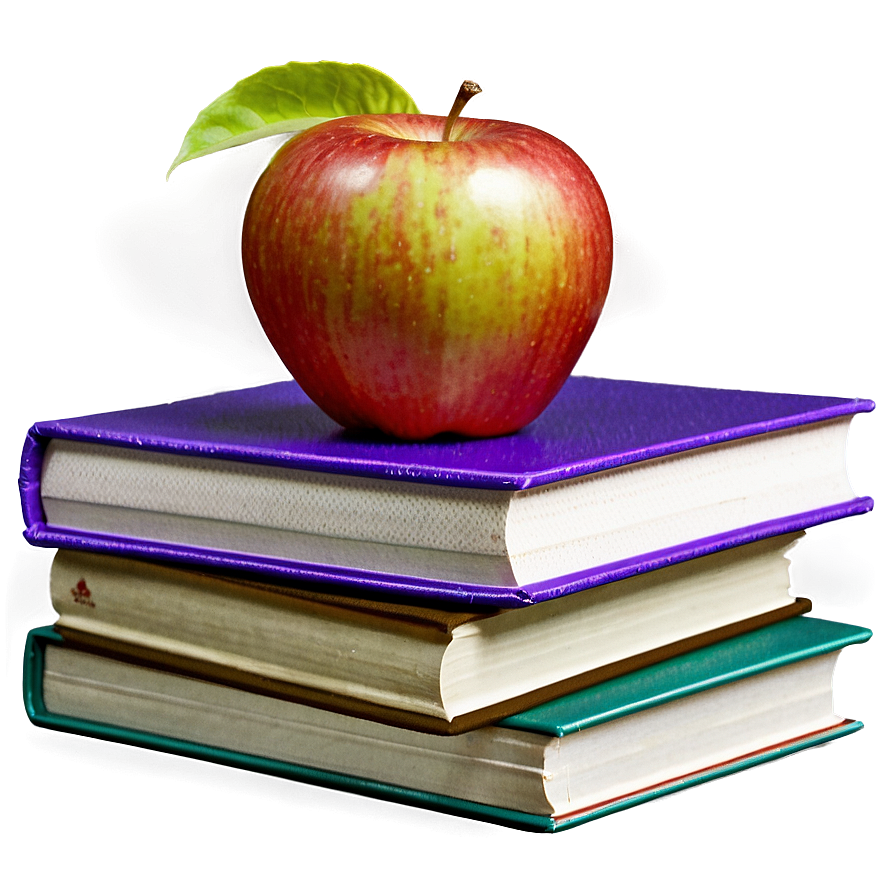 Apple On Books Png Atb37 PNG Image