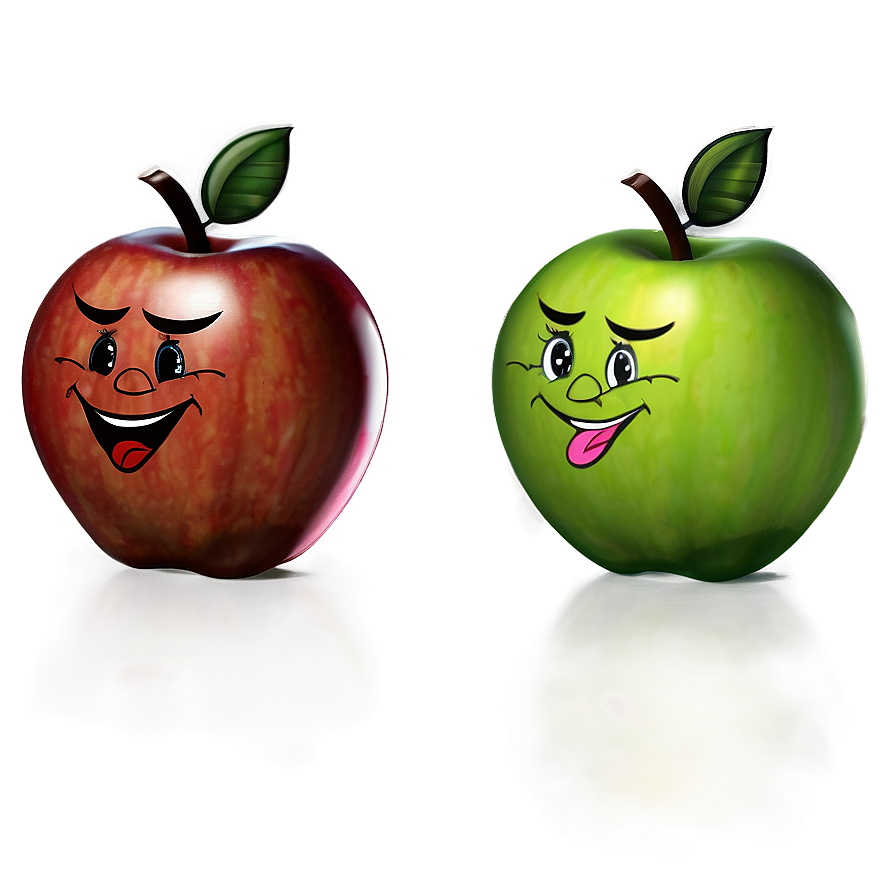 Apple With Face Cartoon Png Hme PNG Image