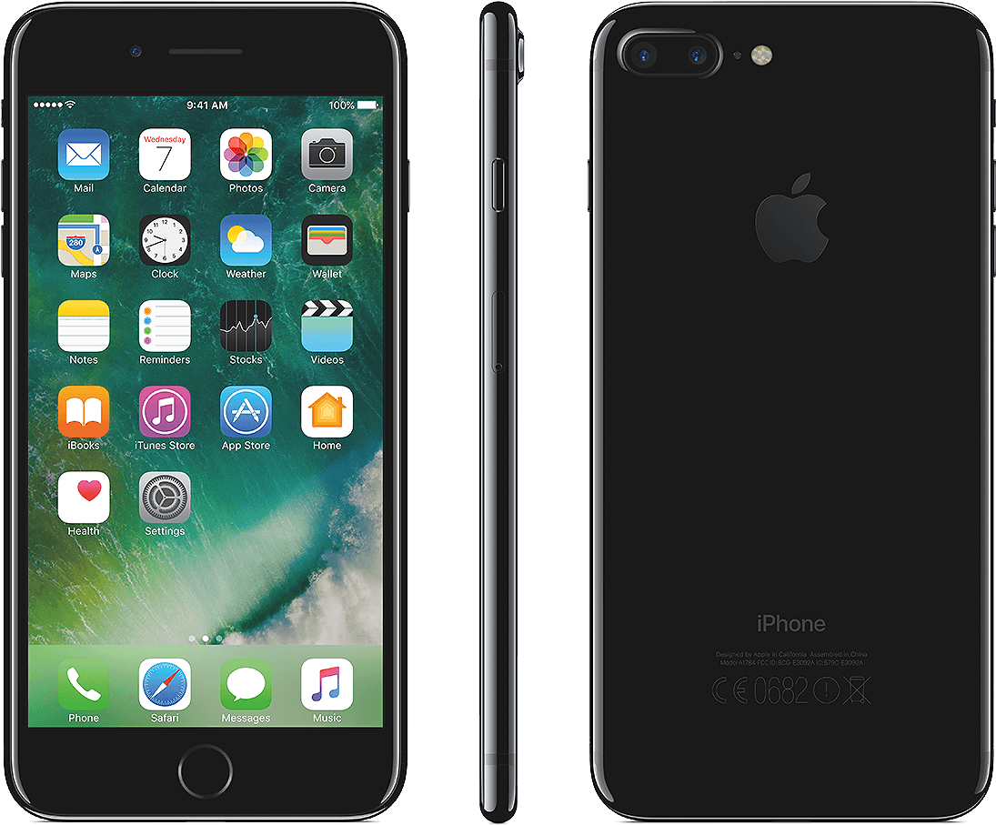 Applei Phone Black Frontand Side View PNG Image