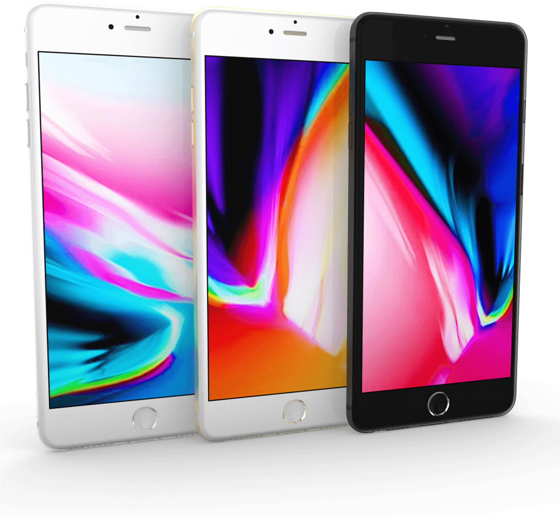 Applei Phones Colorful Display Trio PNG Image