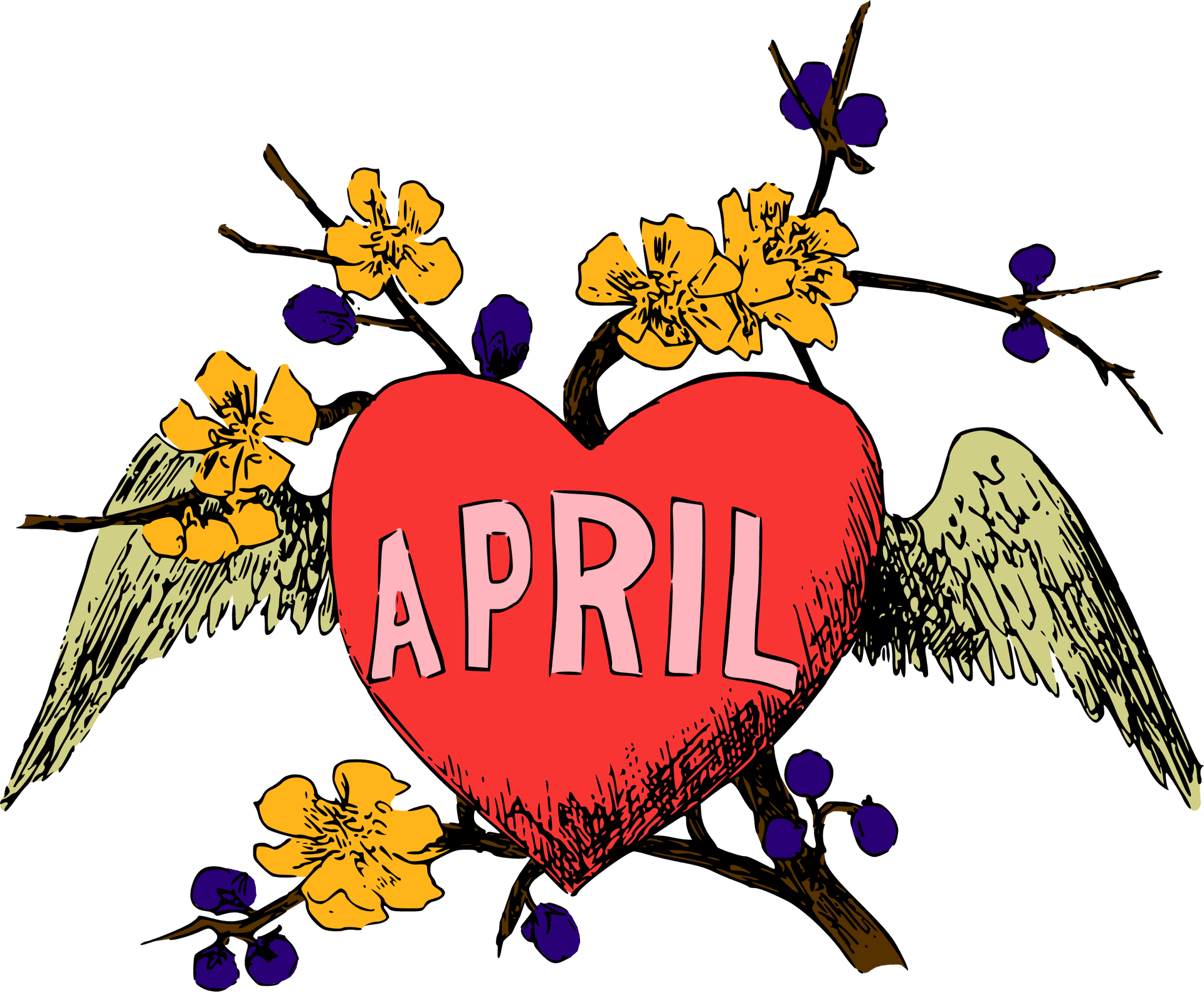 April Heartand Hummingbirds PNG Image