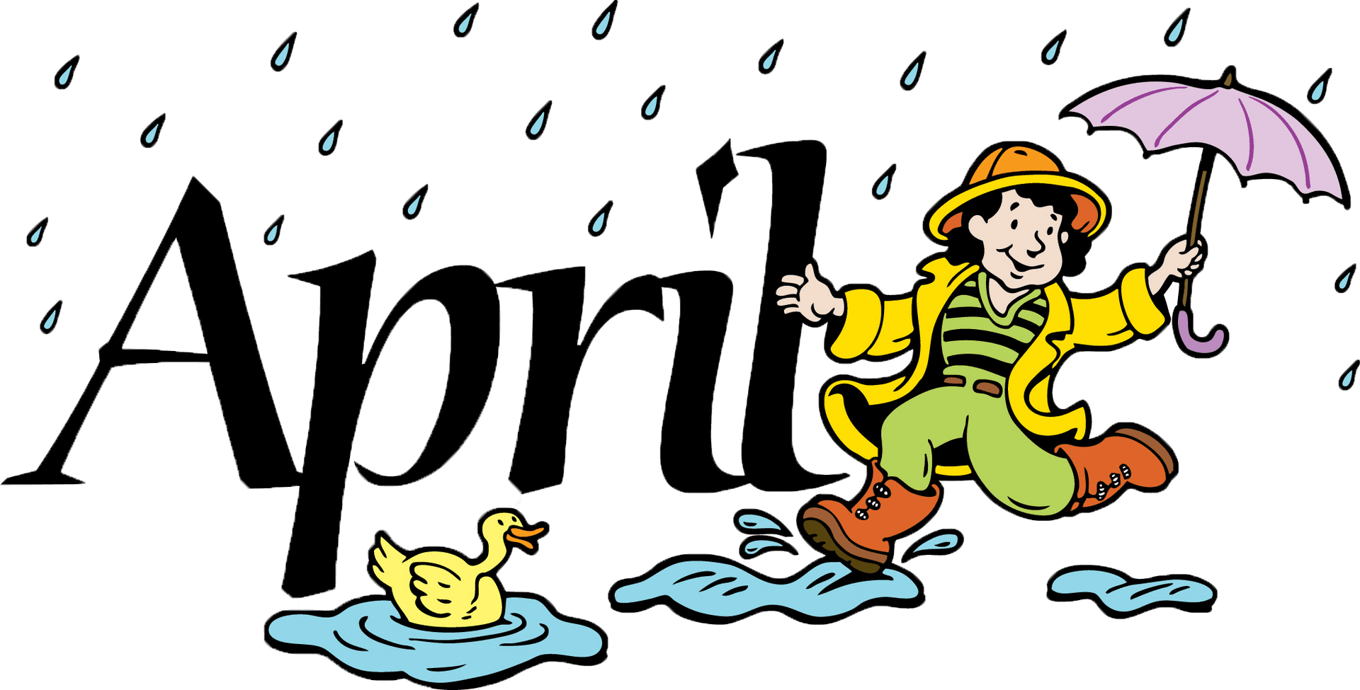 April Showers Cartoon Illustration PNG Image