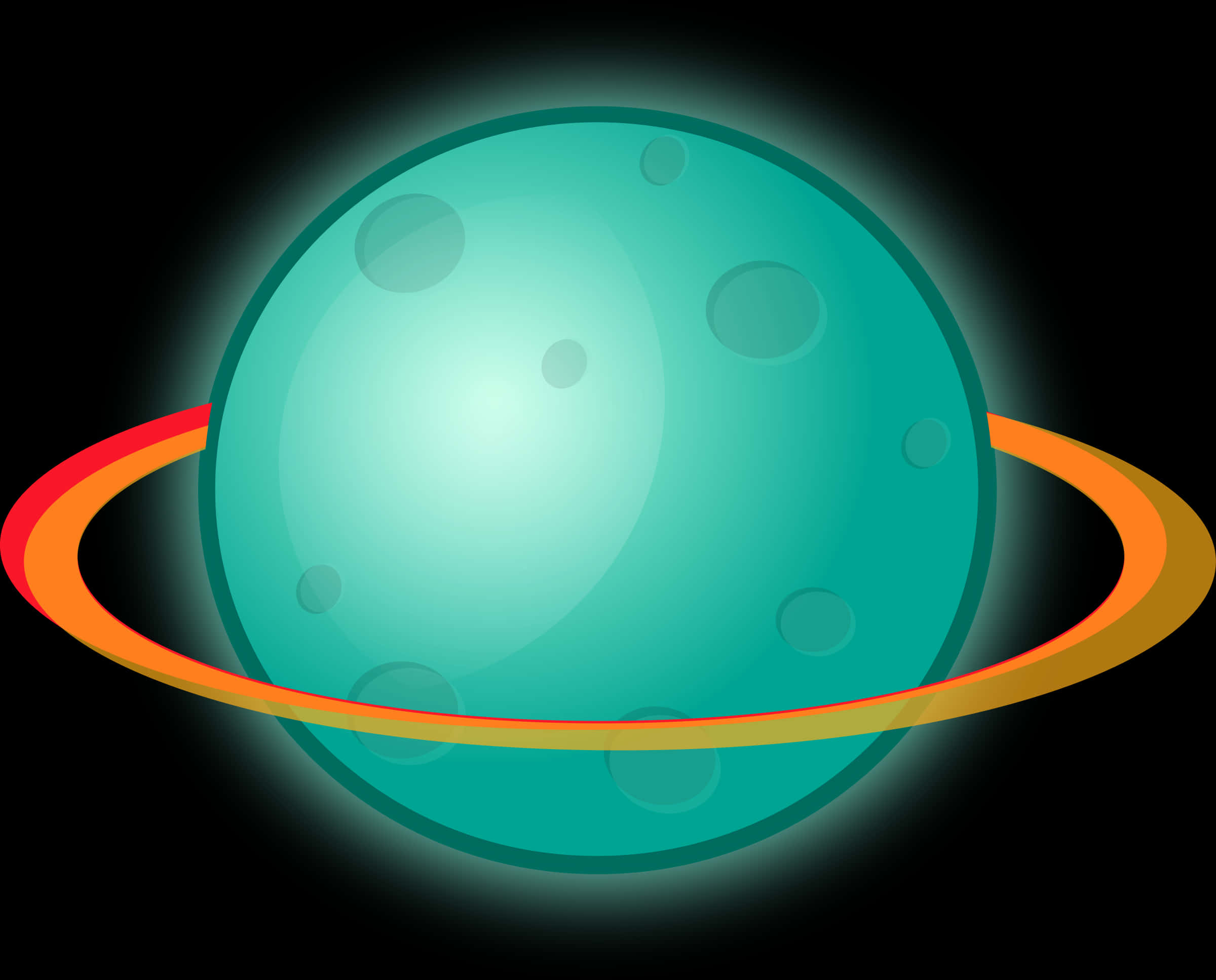 Aqua Planetwith Glowing Rings PNG Image