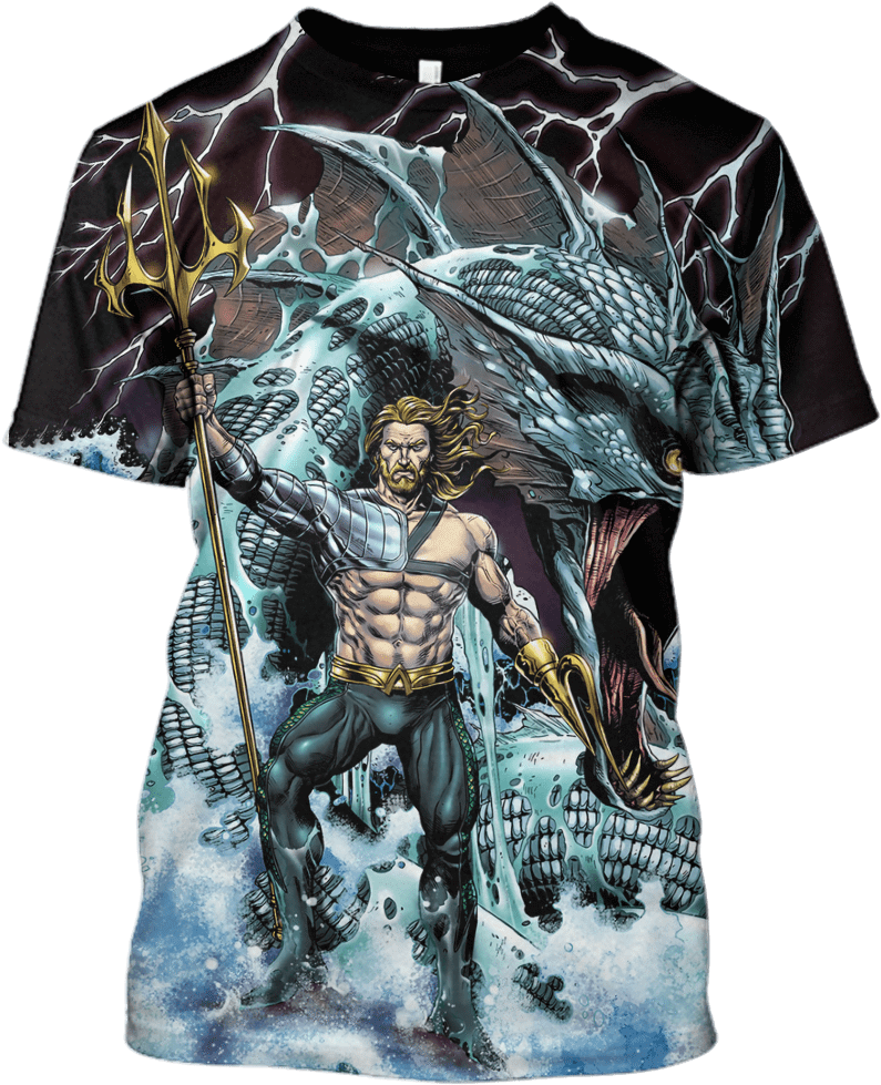 Aquaman Comic Art T Shirt Design PNG Image