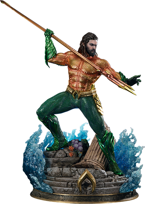 Aquaman Statue Action Pose PNG Image