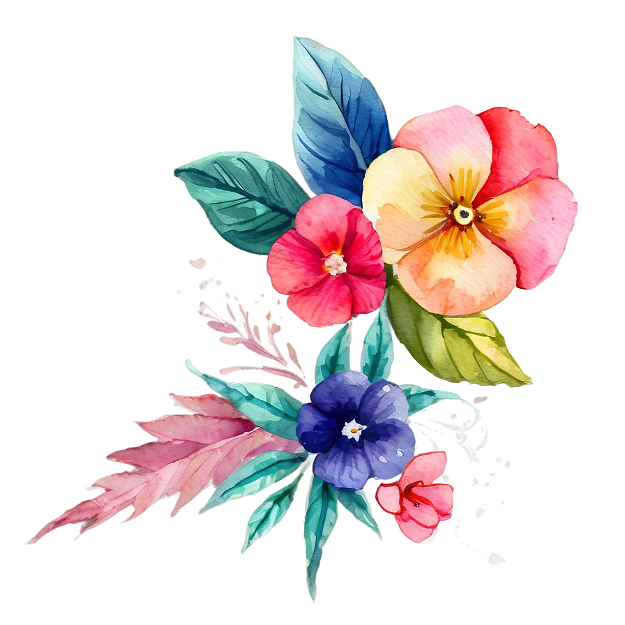 Aquarelle Corner Flower Png Mse58 PNG Image