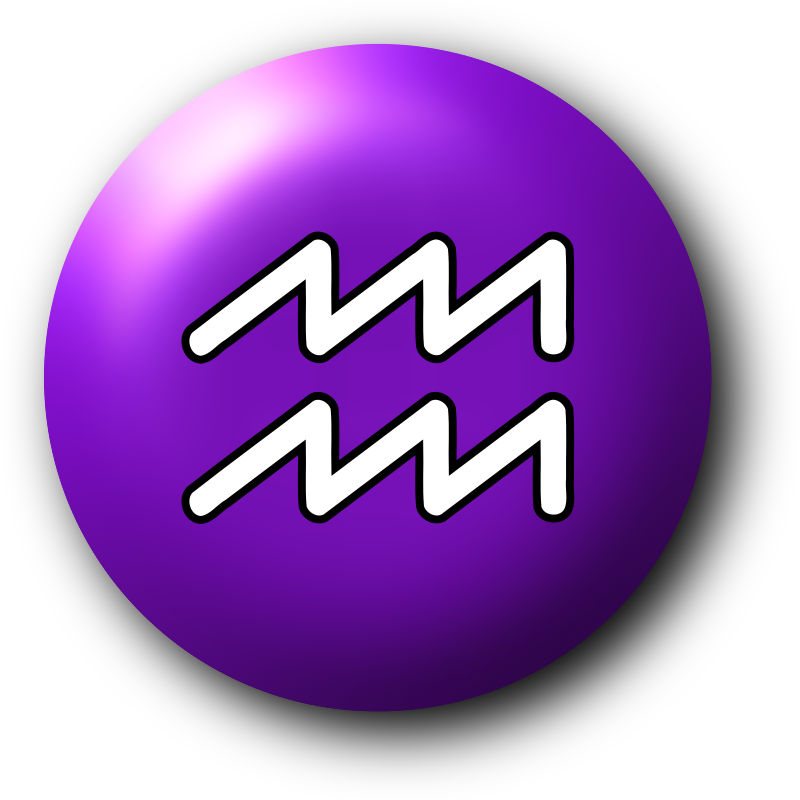 Aquarius Zodiac Symbol Button PNG Image