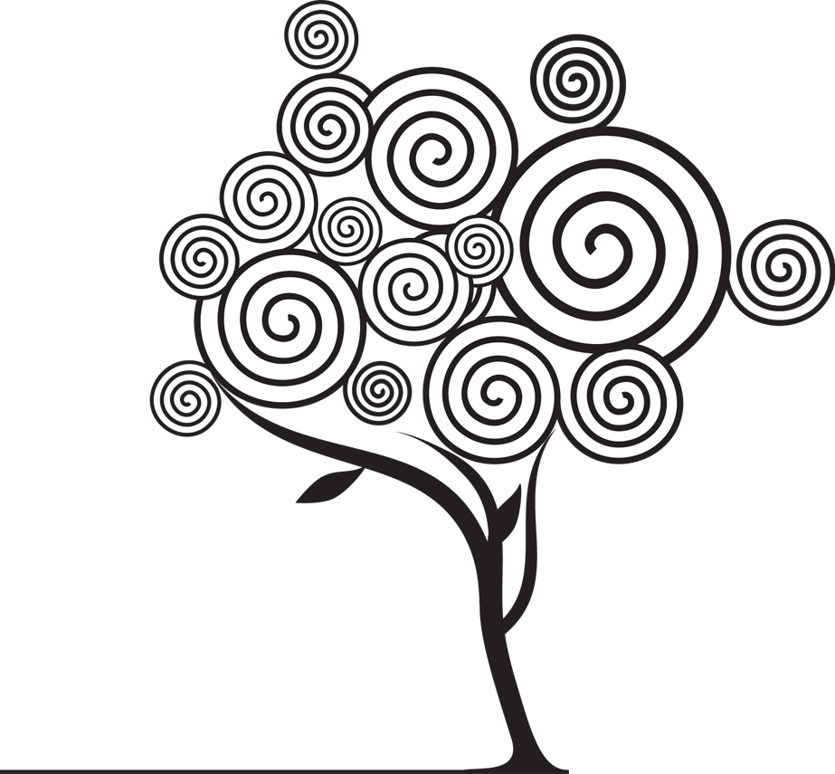 Arabesque Spiral Tree Graphic PNG Image