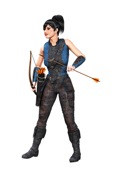 Archer Girl Character Render PNG Image