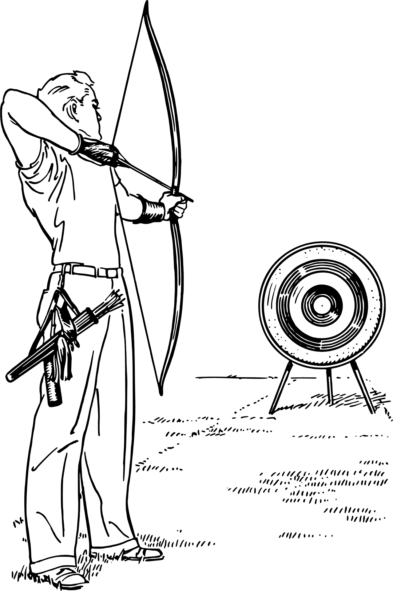 Archer Target Practice Line Drawing PNG Image