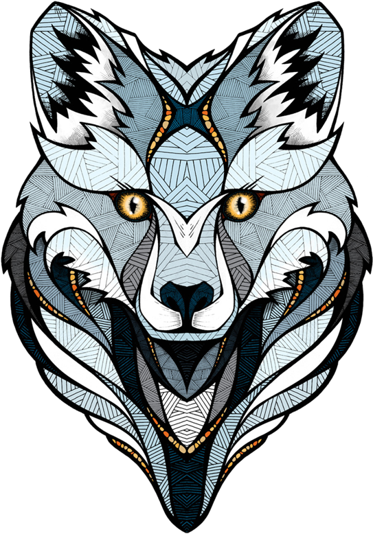 Arctic Fox Geometric Art PNG Image