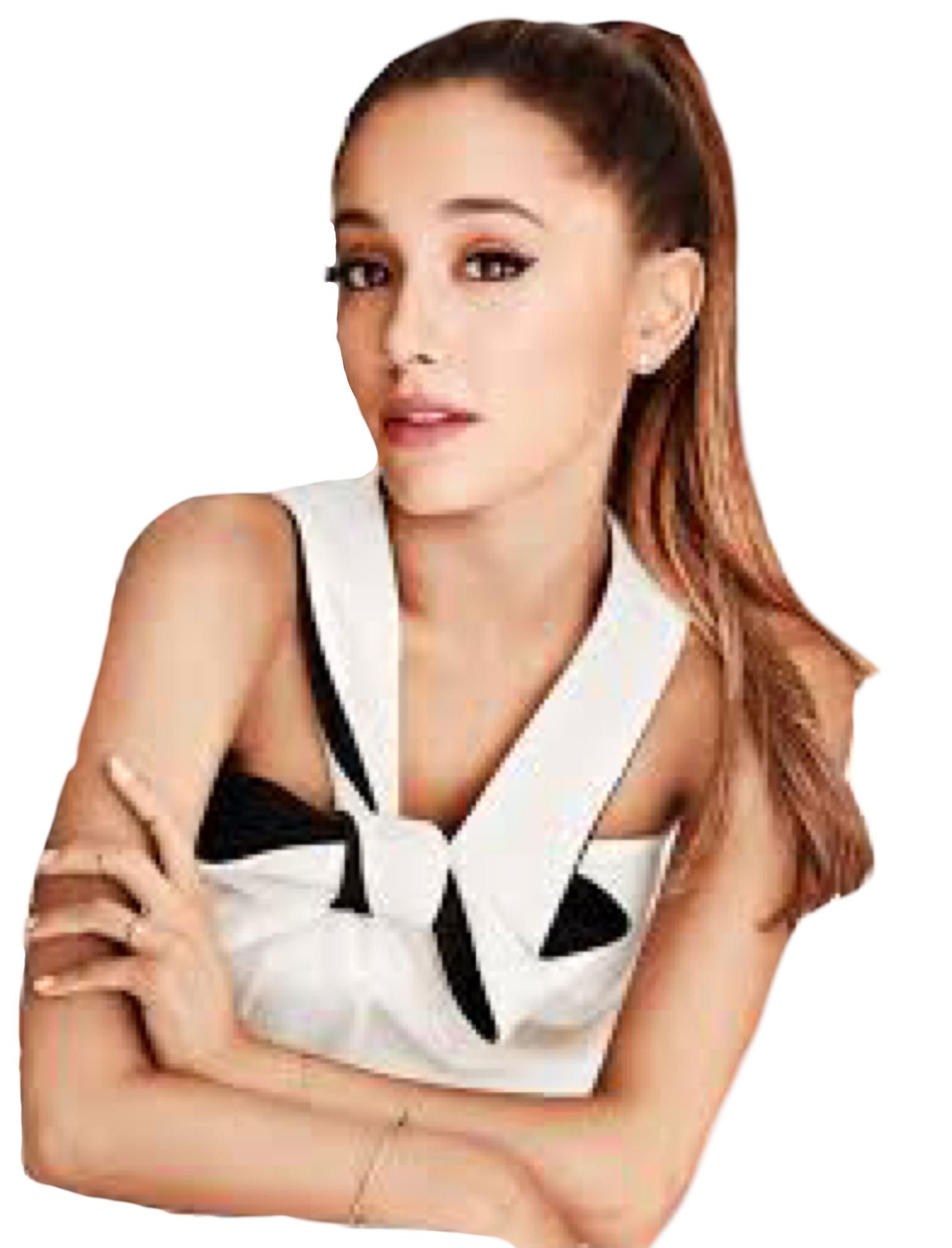 Ariana Grande White Outfit Pose PNG Image