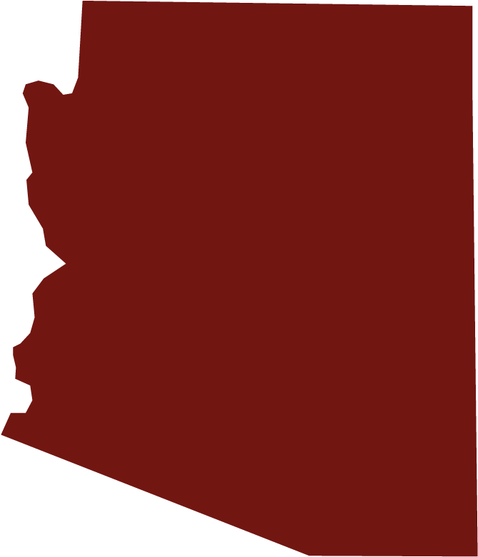 Arizona State Outline Red Background PNG Image