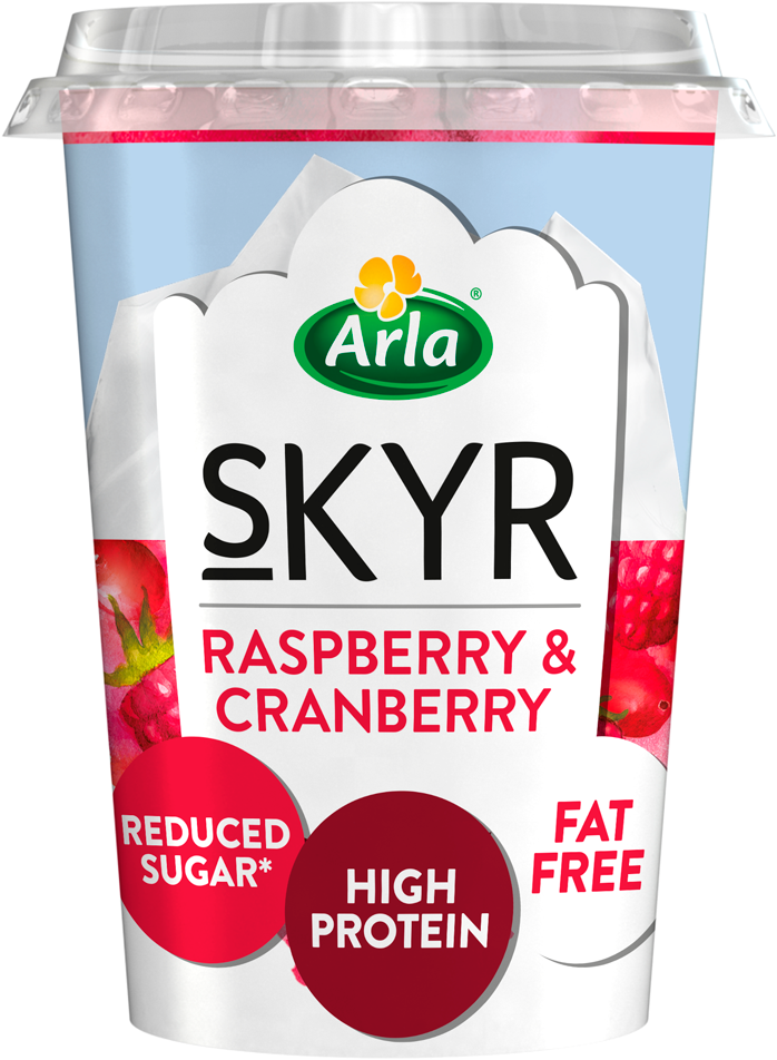 Arla Skyr Raspberry Cranberry Yogurt Packaging PNG Image