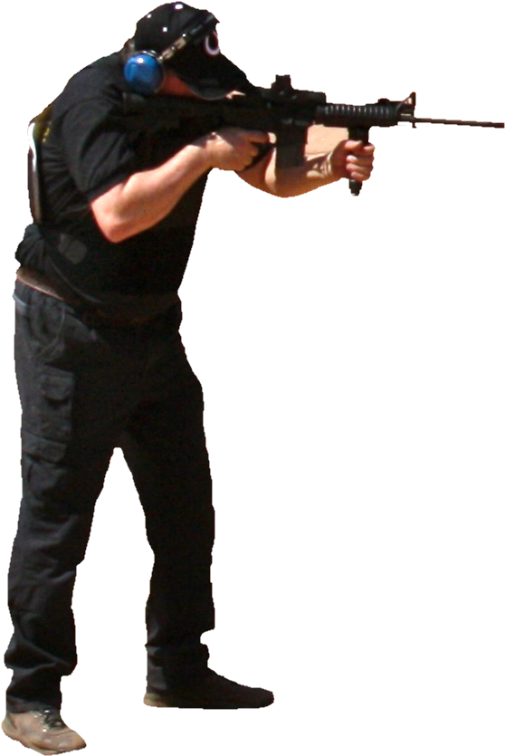 Armed Person Aiming Rifle PNG Image