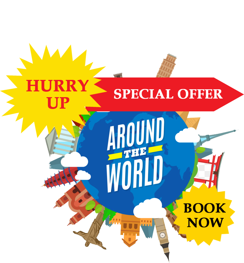 Around The World Travel Deal Promotion PNG Image