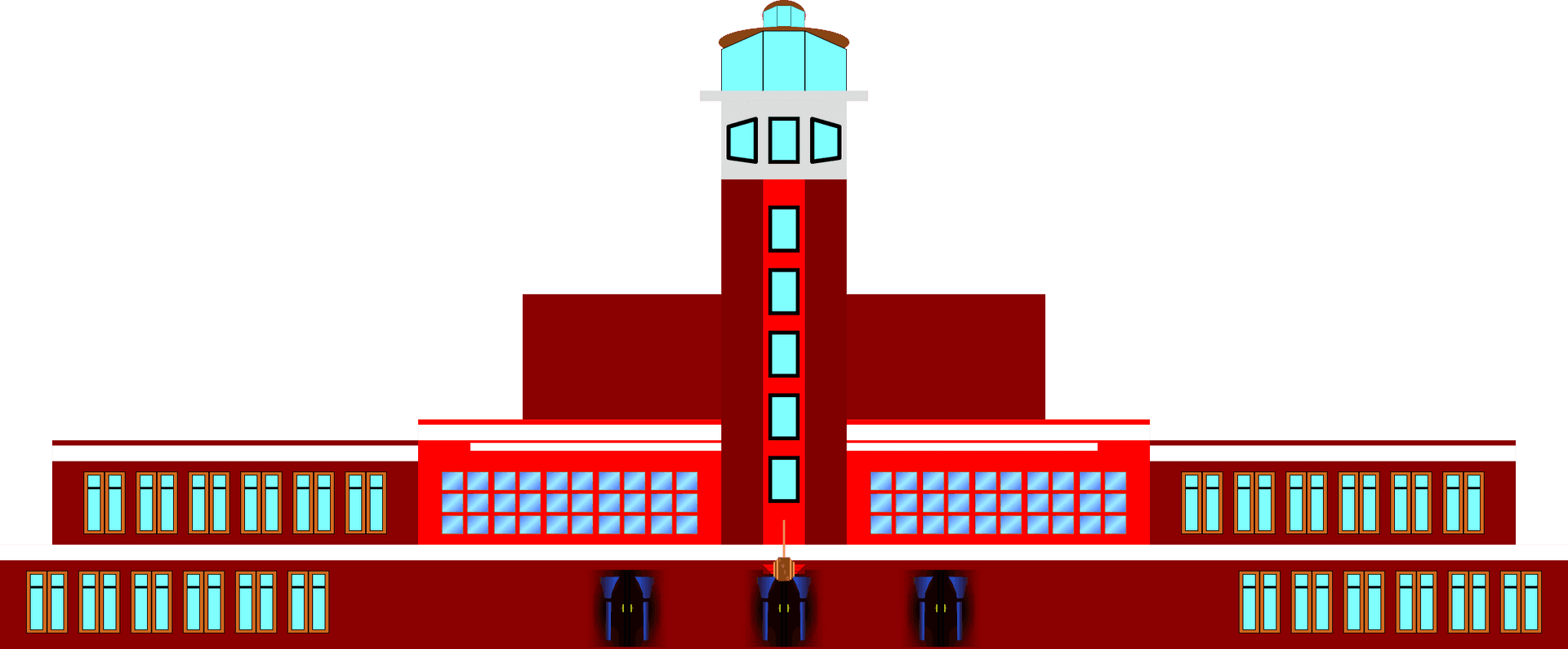 Art Deco Airport Tower Illustration PNG Image