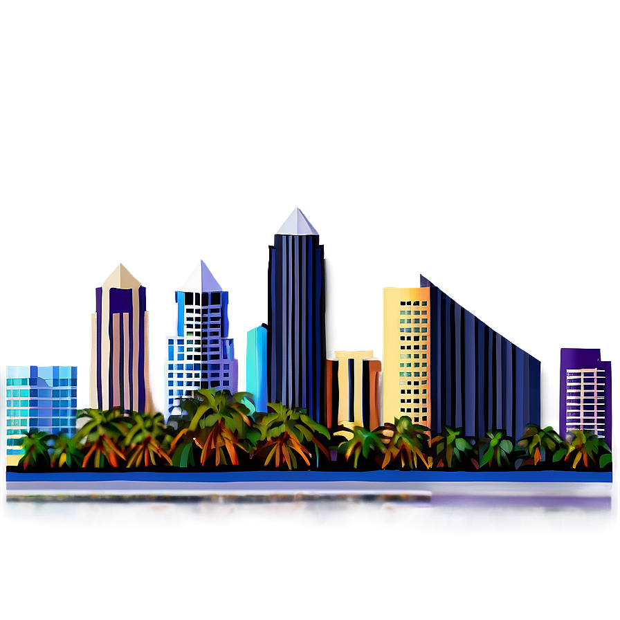 Art Deco Miami Skyline Png 1 PNG Image