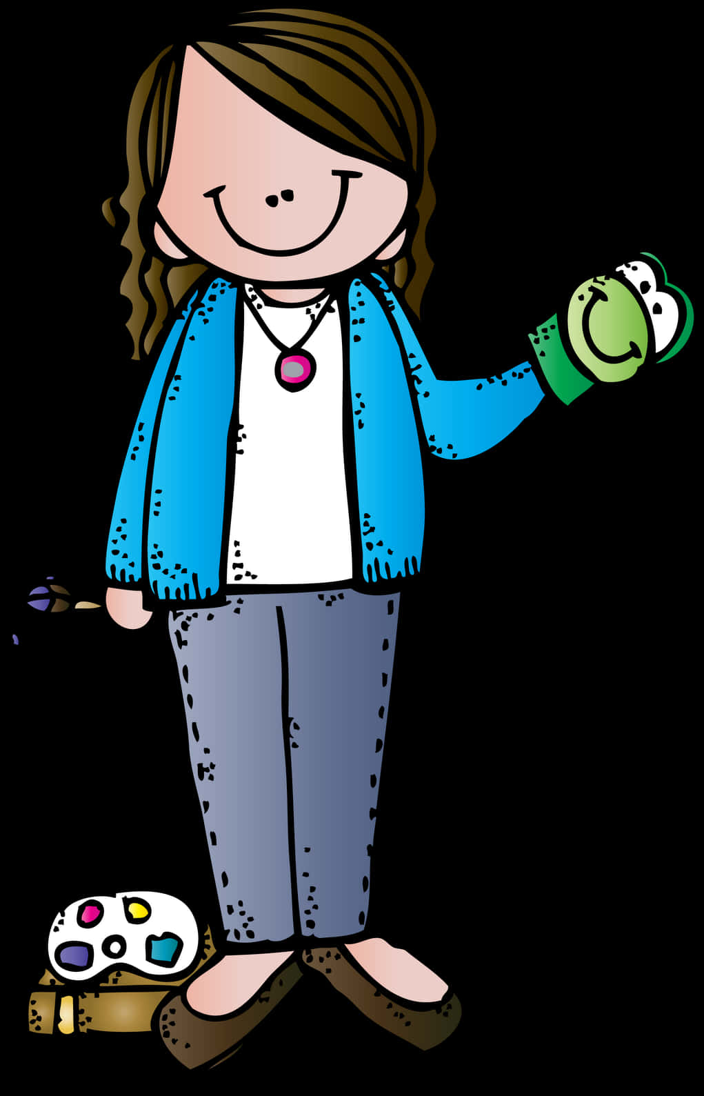 Art Teacher Cartoon Character PNG Image