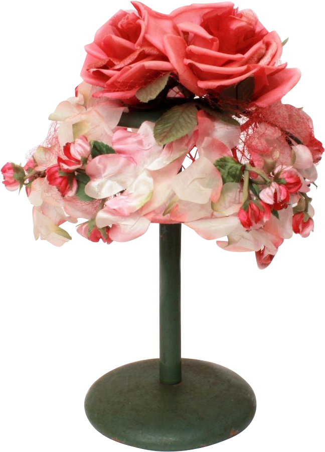 Artificial Rose Hat Display PNG Image