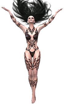 Artistic Bodypaint Dancer Floating PNG Image