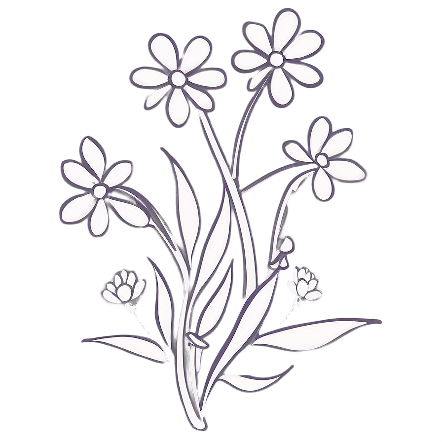 Artistic Flower Outline Png Nho PNG Image