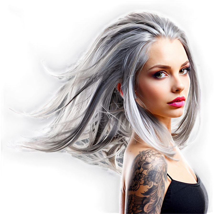 Artistic Grey Hair Png Aao PNG Image